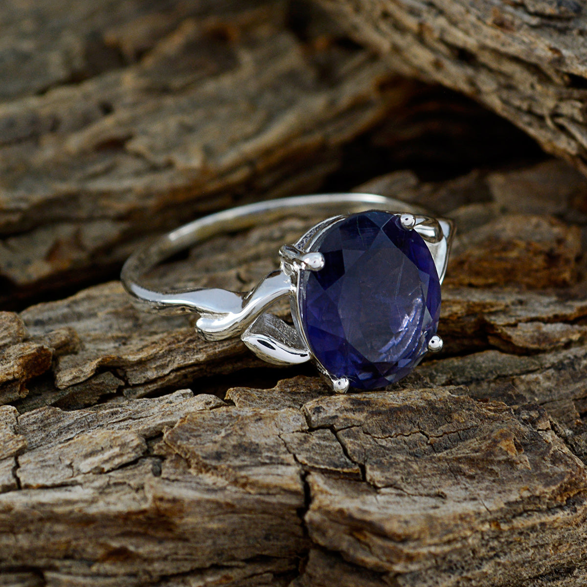 Iolite Solitaire Egyptian 925 Silver Blue Gemstone Featherlight Heritage Ring Jewellery