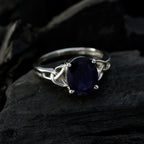 Iolite Solitaire American 92.5 Silver Blue Gems Whisper thin Claddagh Ring Jewelry