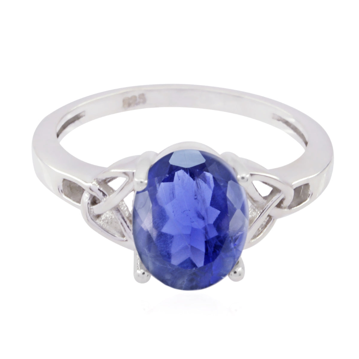 Iolite Solitaire American 92.5 Silver Blue Gems Whisper thin Claddagh Ring Jewelry