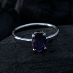 Iolite Solitaire Turkish 925 Sterling Silver Blue Gemstones Elegant  Romantic Ring Jewelry