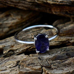 Iolite Solitaire Turkish 925 Sterling Silver Blue Gemstones Elegant  Romantic Ring Jewelry