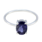 Iolite Solitaire Turkish 925 Sterling Silver Blue Gemstones Elegant  Romantic Ring Jewelry