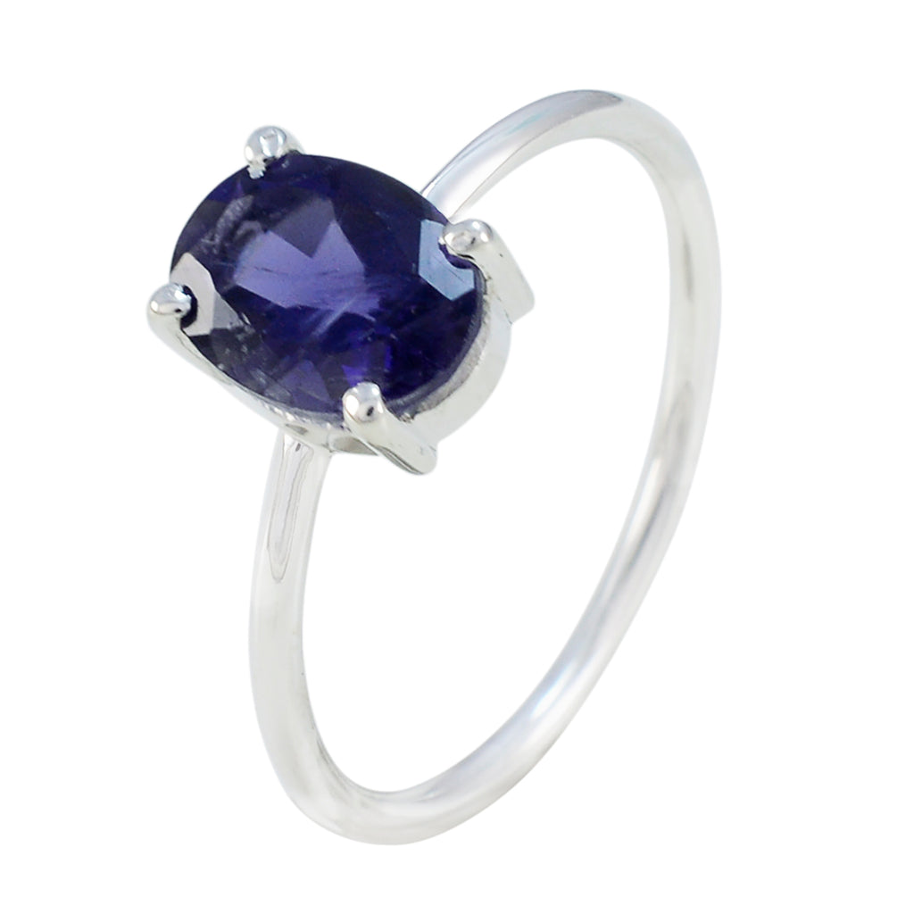 Iolite Solitaire Turkish 925 Sterling Silver Blue Gemstones Elegant  Romantic Ring Jewelry