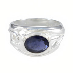 Iolite Solitaire French 925 Sterling Silver Blue Gems Mid weight Fairytale Ring Jewelry