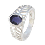 Iolite Solitaire Egyptian Silver Blue Gems Minimal Art Deco Ring Jewelry