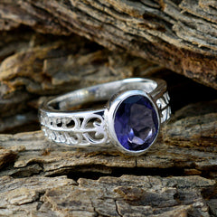 Iolite Solitaire Australian Silver Blue Gemstones Featherlight Filigree Ring Jewellery