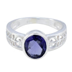 Iolite Solitaire Australian Silver Blue Gemstones Featherlight Filigree Ring Jewellery