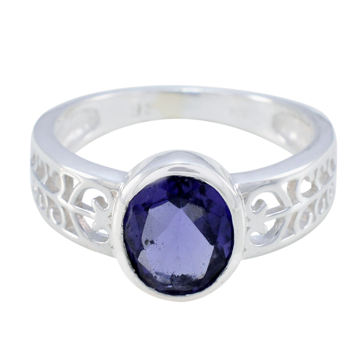 Iolite Solitaire Australian Silver Blue Gemstones Featherlight Filigree Ring Jewellery
