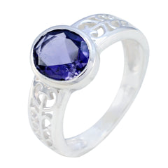 Iolite Solitaire Australian Silver Blue Gemstones Featherlight Filigree Ring Jewellery