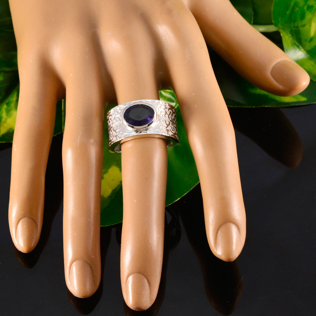 Iolite Solitaire African 925 Sterling Silver Blue Gemstone Essential  Art Deco Ring Jewelry