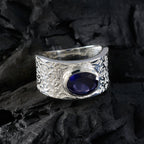 Iolite Solitaire African 925 Sterling Silver Blue Gemstone Essential  Art Deco Ring Jewelry
