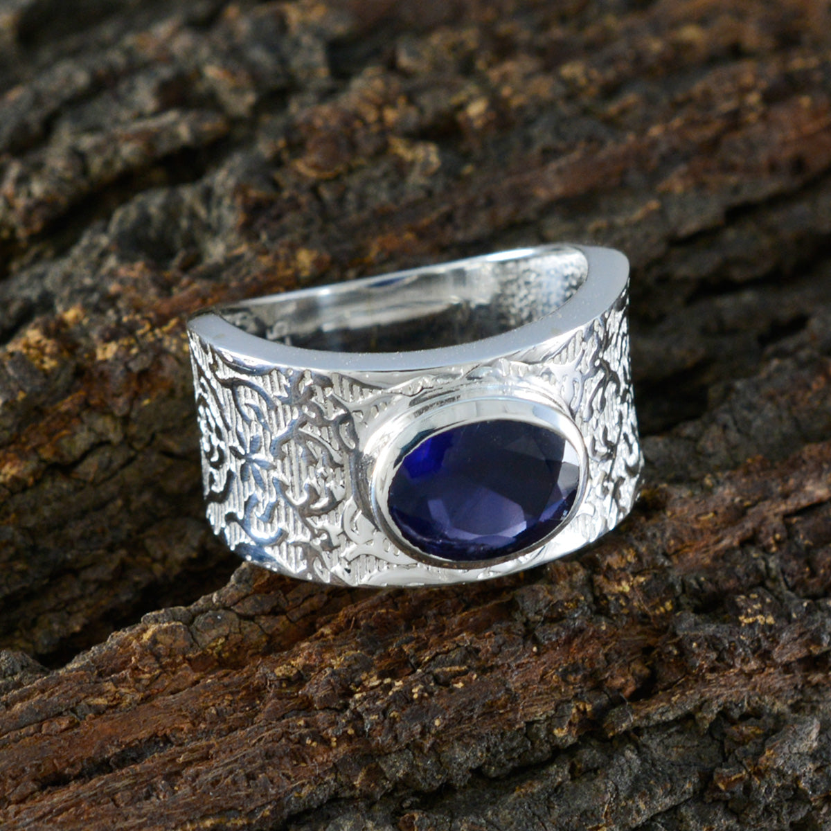 Iolite Solitaire African 925 Sterling Silver Blue Gemstone Essential  Art Deco Ring Jewelry