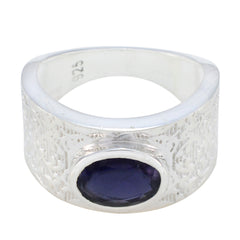 Iolite Solitaire African 925 Sterling Silver Blue Gemstone Essential  Art Deco Ring Jewelry