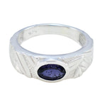 Iolite Solitaire Egyptian 92.5 Silver Blue Gemstones Classic Romantic Ring Jewellery