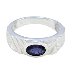 Iolite Solitaire Egyptian 92.5 Silver Blue Gemstones Classic Romantic Ring Jewellery