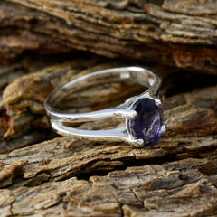 Iolite Solitaire Egyptian 925 Silver Blue Gemstone Slim Traditional Ring Jewellery