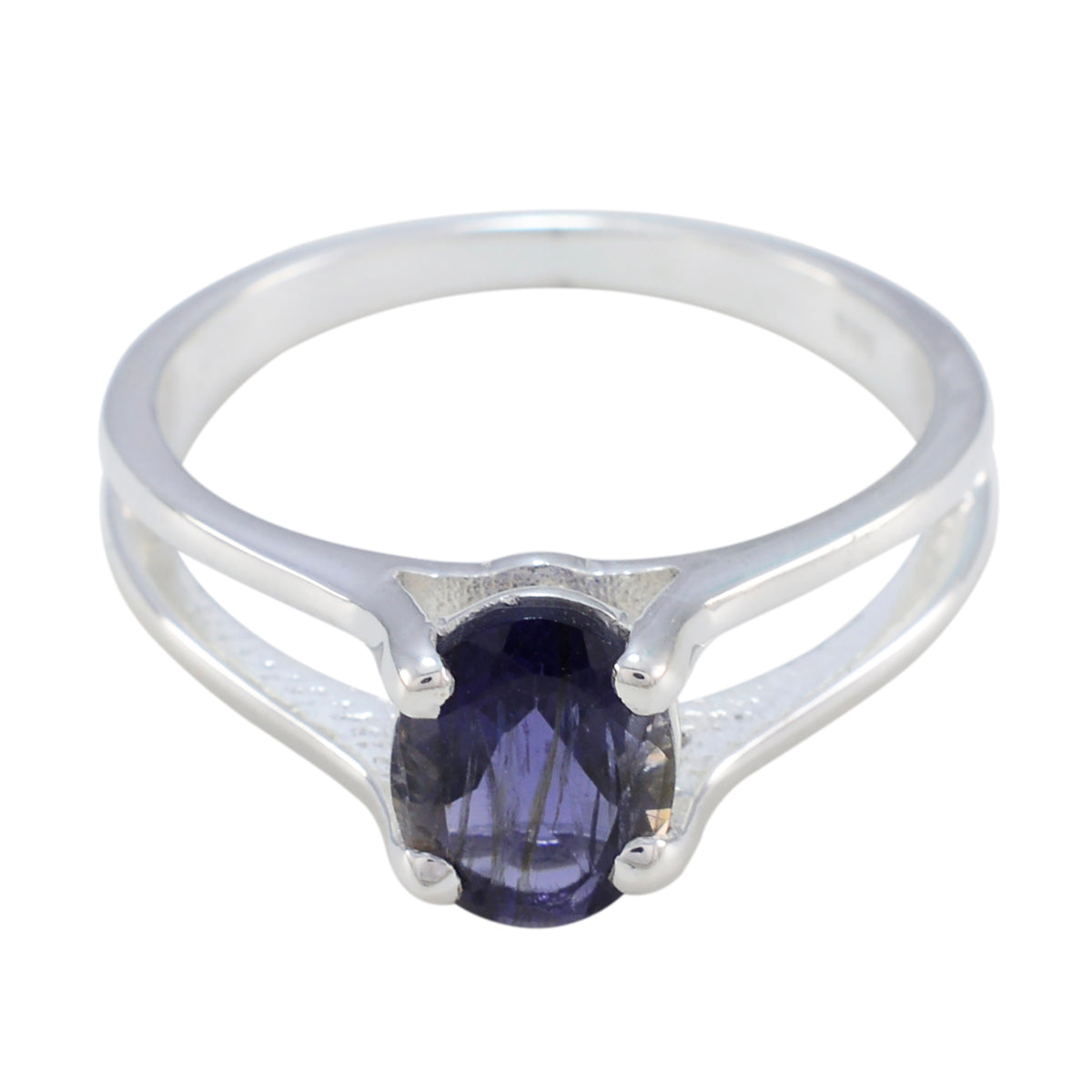Iolite Solitaire Egyptian 925 Silver Blue Gemstone Slim Traditional Ring Jewellery メイン画像