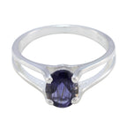Iolite Solitaire Egyptian 925 Silver Blue Gemstone Slim Traditional Ring Jewellery