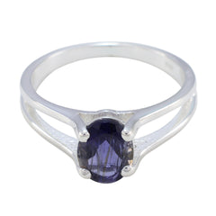 Iolite Solitaire Egyptian 925 Silver Blue Gemstone Slim Traditional Ring Jewellery