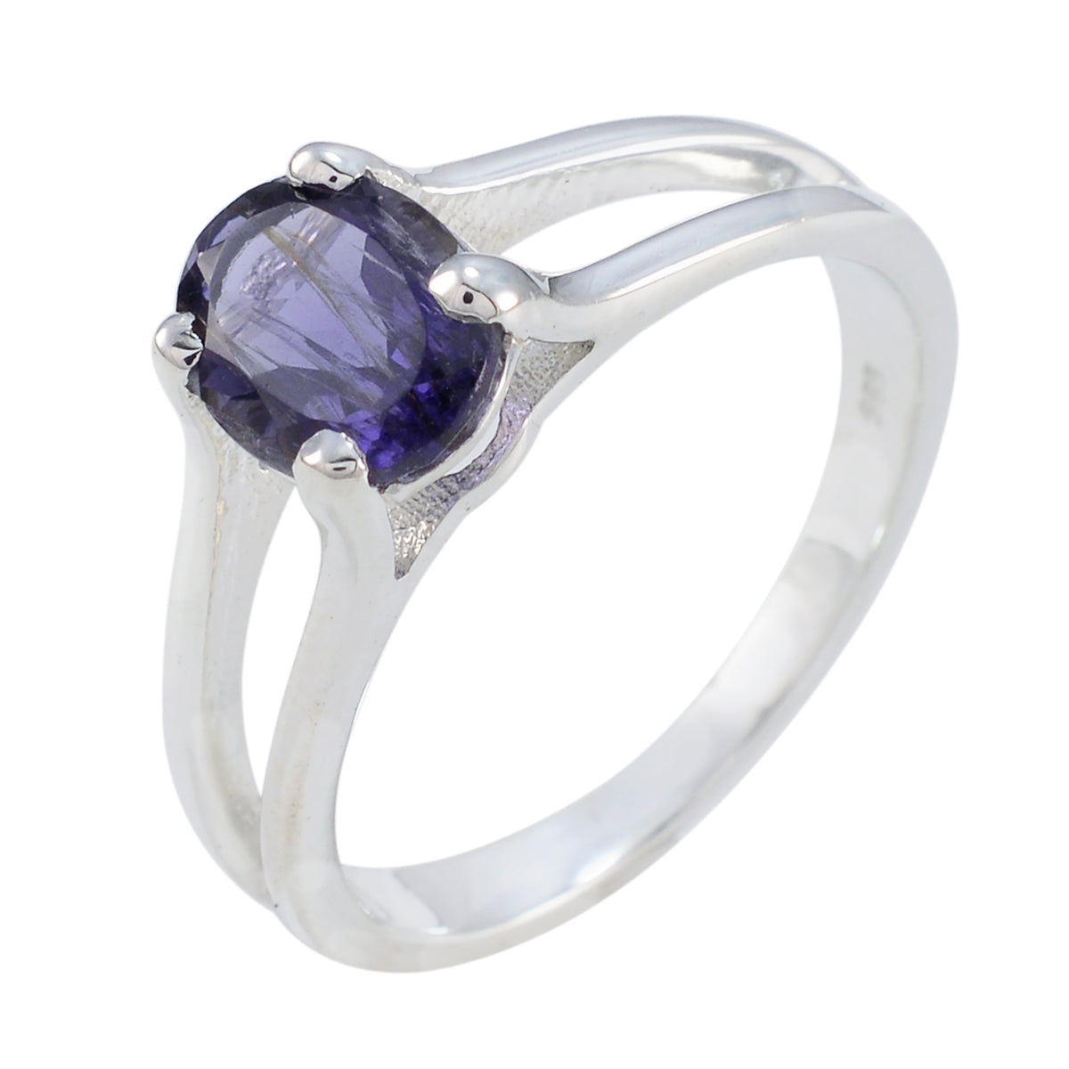 Iolite Solitaire Egyptian 925 Silver Blue Gemstone Slim Traditional Ring Jewellery