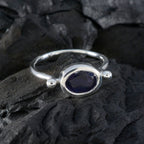 Iolite Solitaire American Sterling Silver Blue Gemstones Dainty Trendy Ring Jewelry