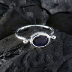 Iolite Solitaire American Sterling Silver Blue Gemstones Dainty Trendy Ring Jewelry