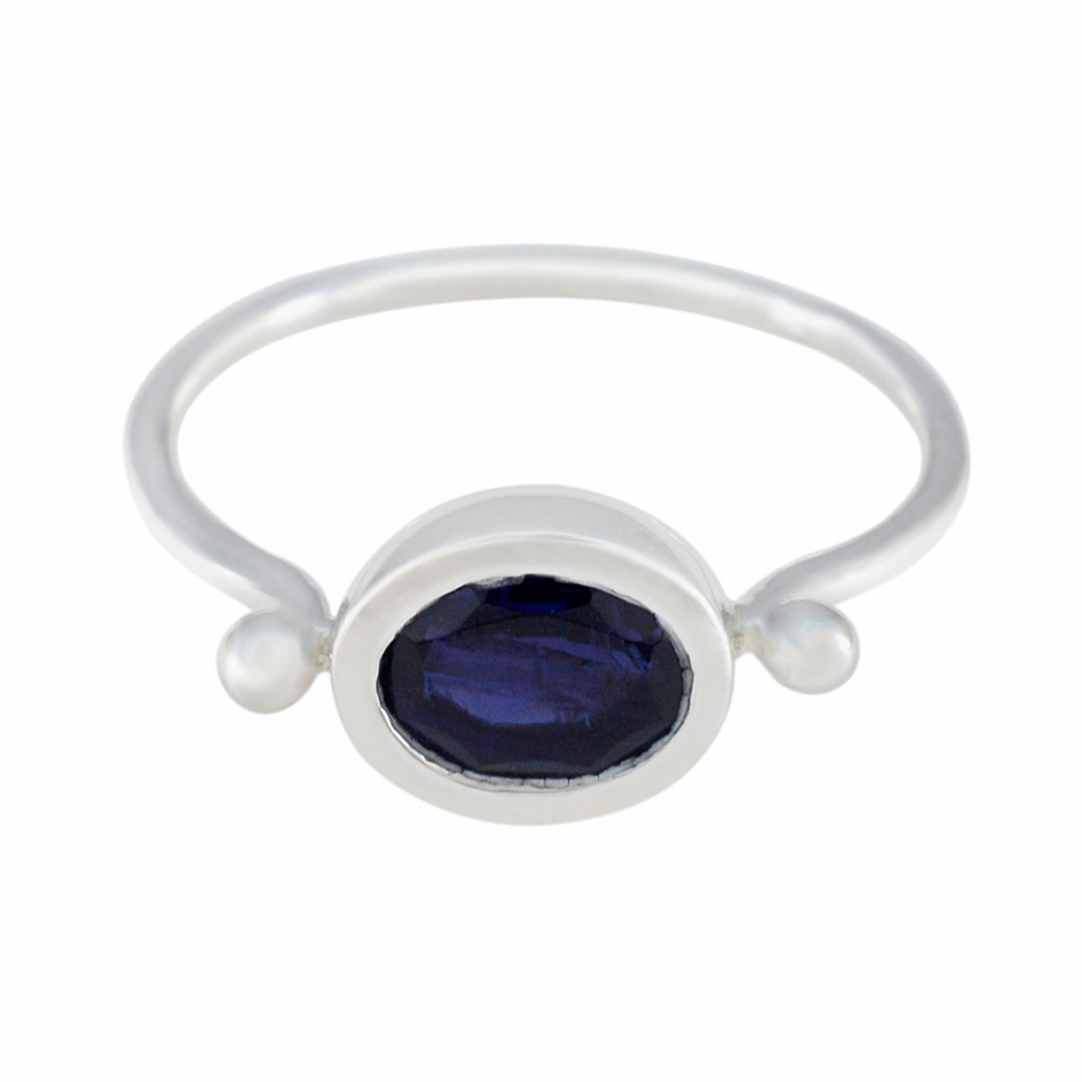 Iolite Solitaire American Sterling Silver Blue Gemstones Dainty Trendy Ring Jewelry メイン画像