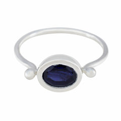 Iolite Solitaire American Sterling Silver Blue Gemstones Dainty Trendy Ring Jewelry
