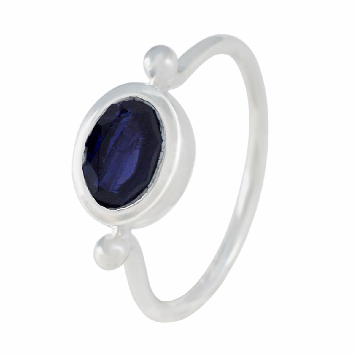 Iolite Solitaire American Sterling Silver Blue Gemstones Dainty Trendy Ring Jewelry