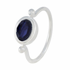 Iolite Solitaire American Sterling Silver Blue Gemstones Dainty Trendy Ring Jewelry