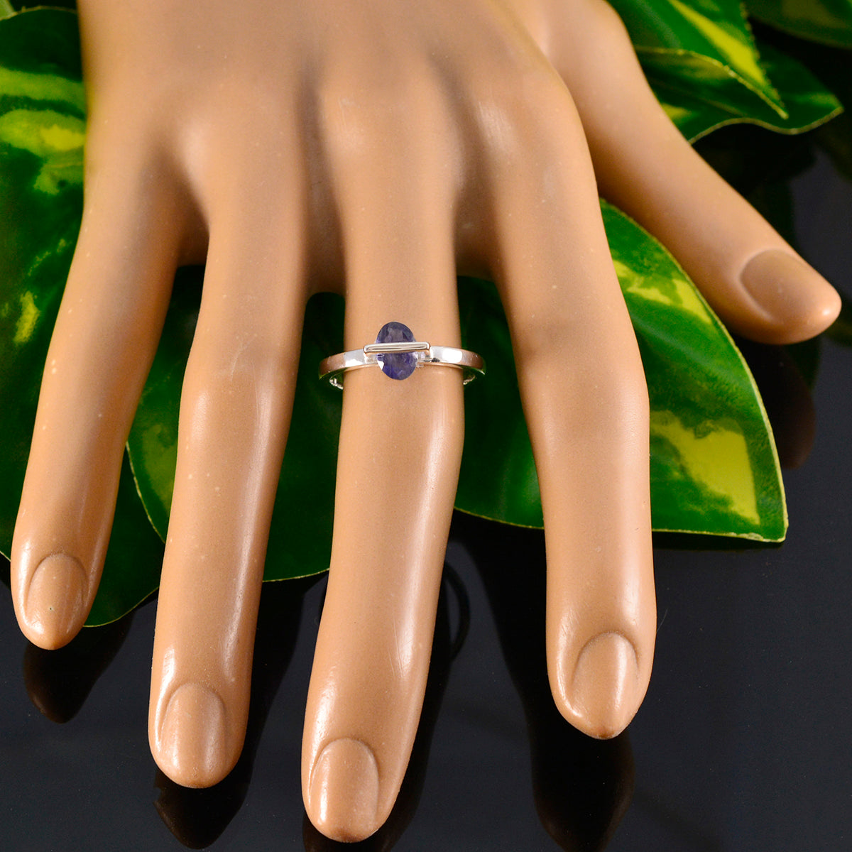 Iolite Solitaire American 92.5 Silver Blue Gemstone Delicate Feminine Ring Jewellery