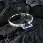 Iolite Solitaire American 92.5 Silver Blue Gemstone Delicate Feminine Ring Jewellery