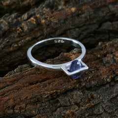 Iolite Solitaire American 92.5 Silver Blue Gemstone Delicate Feminine Ring Jewellery