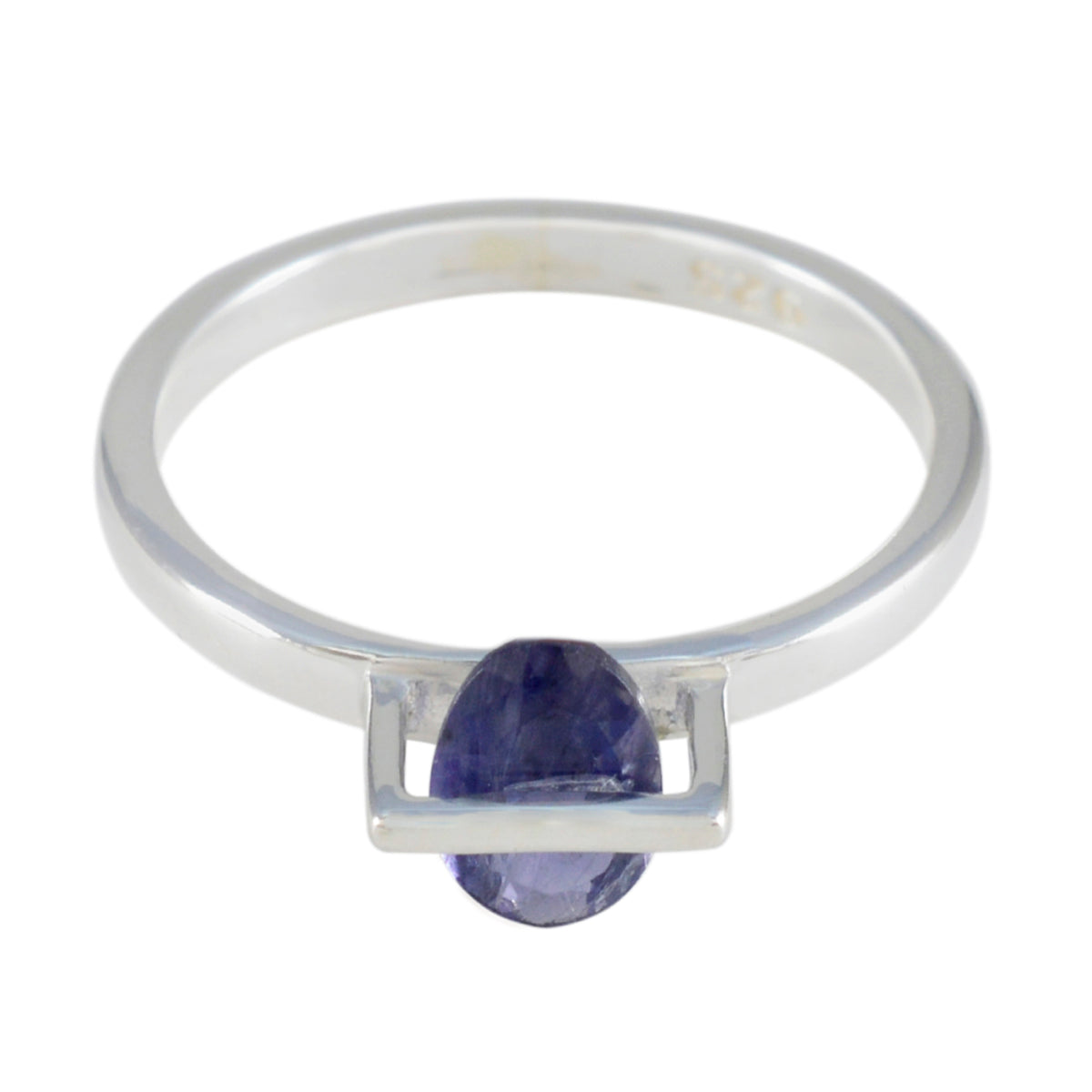 Iolite Solitaire American 92.5 Silver Blue Gemstone Delicate Feminine Ring Jewellery
