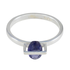 Iolite Solitaire American 92.5 Silver Blue Gemstone Delicate Feminine Ring Jewellery