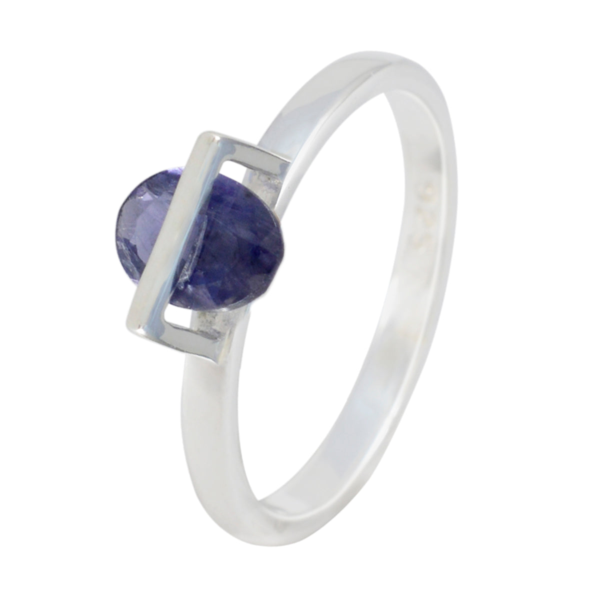 Iolite Solitaire American 92.5 Silver Blue Gemstone Delicate Feminine Ring Jewellery