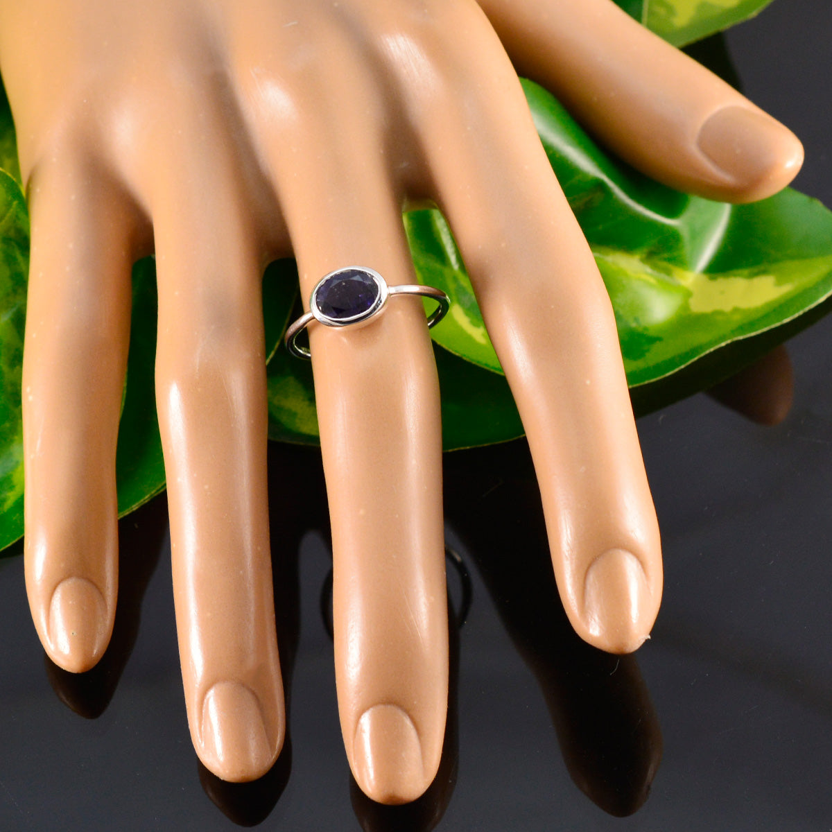 Iolite Solitaire Turkish Silver Blue Gemstone Elegant  Glamorous Ring Jewellery