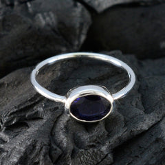 Iolite Solitaire Turkish Silver Blue Gemstone Elegant  Glamorous Ring Jewellery
