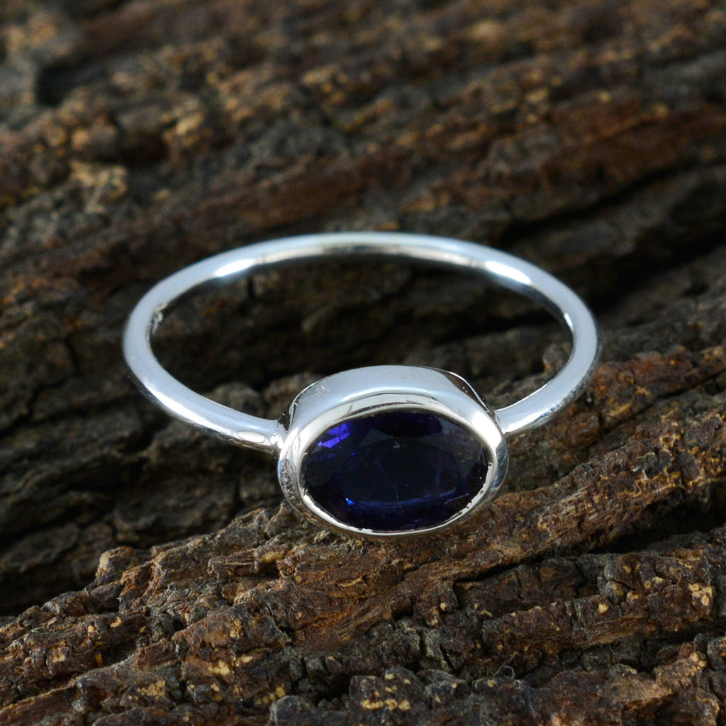 Iolite Solitaire Turkish Silver Blue Gemstone Elegant  Glamorous Ring Jewellery