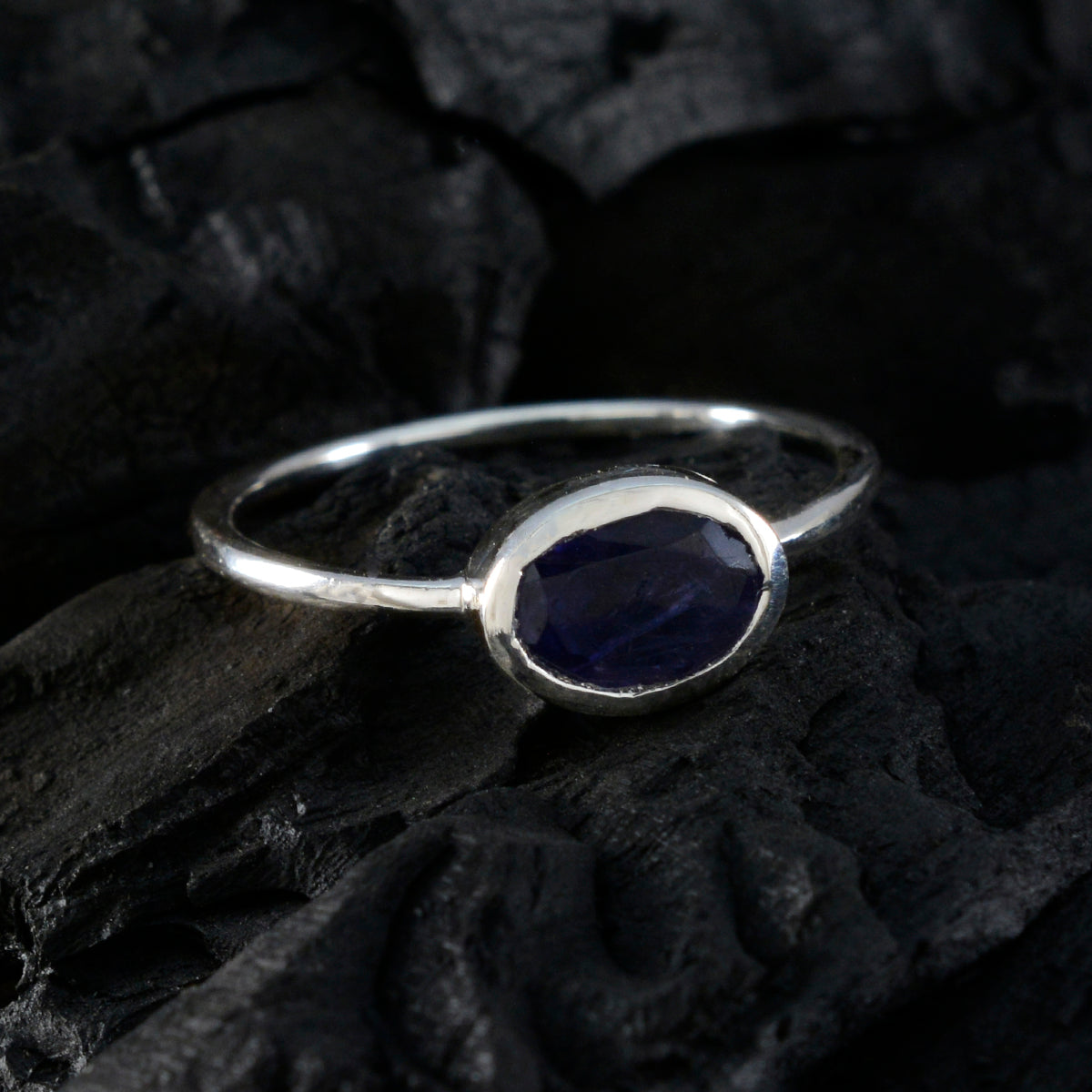 Iolite Solitaire Japanese Sterling Silver Blue Gems Elegant  Sophisticated Ring Jewellery