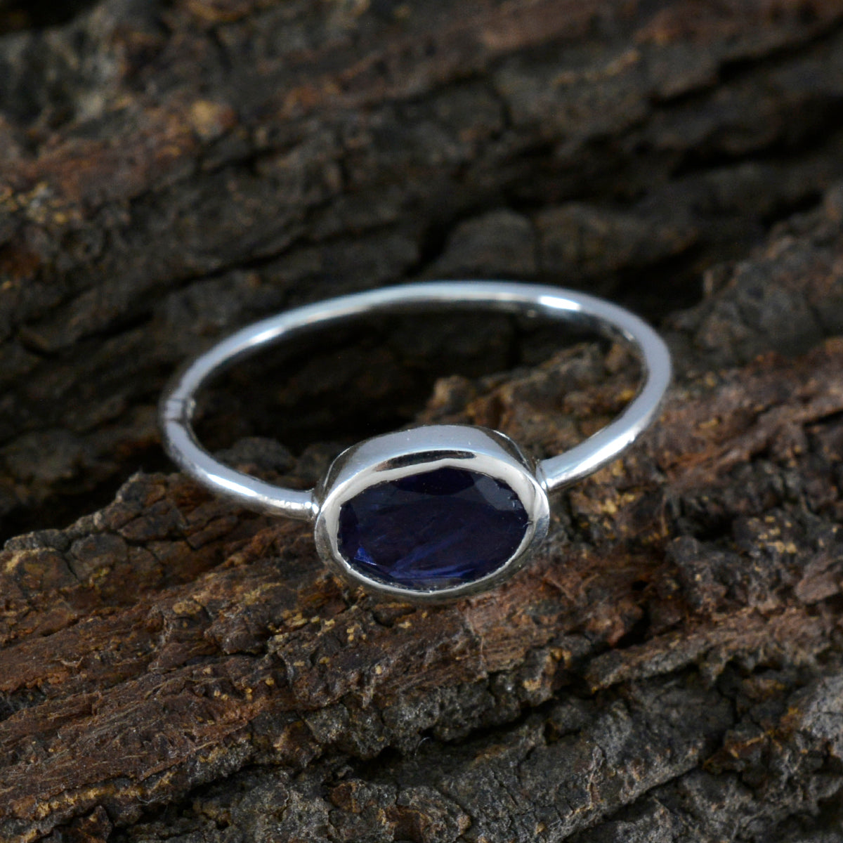 Iolite Solitaire Japanese Sterling Silver Blue Gems Elegant  Sophisticated Ring Jewellery