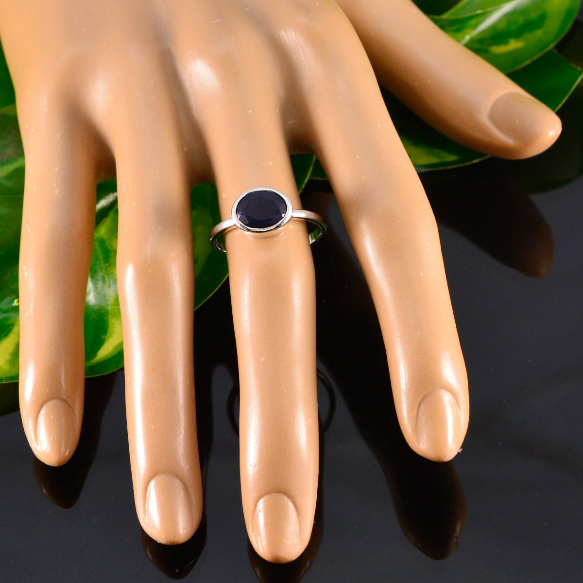 Iolite Solitaire Turkish 925 Sterling Silver Blue Gems Dainty Abstract Ring Jewellery