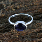Iolite Solitaire Turkish 925 Sterling Silver Blue Gems Dainty Abstract Ring Jewellery