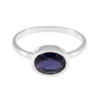 Iolite Solitaire Turkish 925 Sterling Silver Blue Gems Dainty Abstract Ring Jewellery