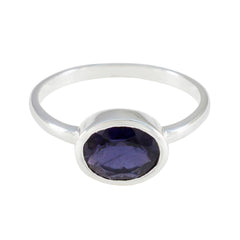 Iolite Solitaire Turkish 925 Sterling Silver Blue Gems Dainty Abstract Ring Jewellery