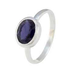 Iolite Solitaire Turkish 925 Sterling Silver Blue Gems Dainty Abstract Ring Jewellery
