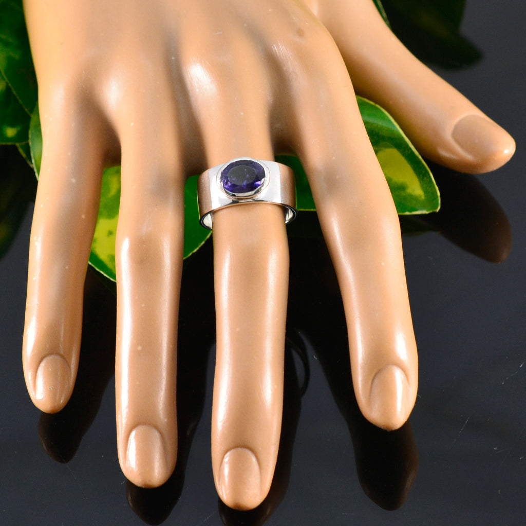 Iolite Solitaire Indian Sterling Silver Blue Gemstones Eye catching Armor Band Jewellery