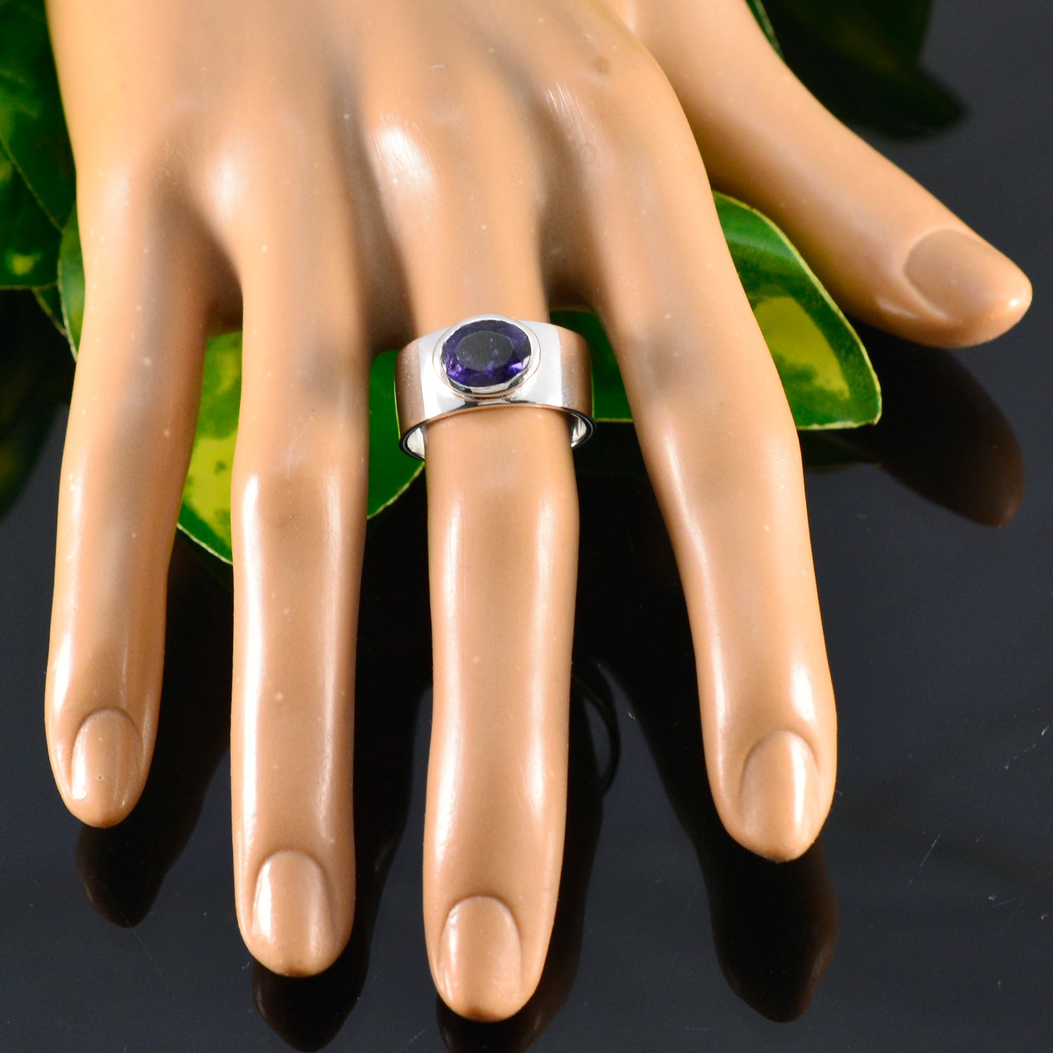 Iolite Solitaire Indian Sterling Silver Blue Gemstones Eye catching Armor Band Jewellery
