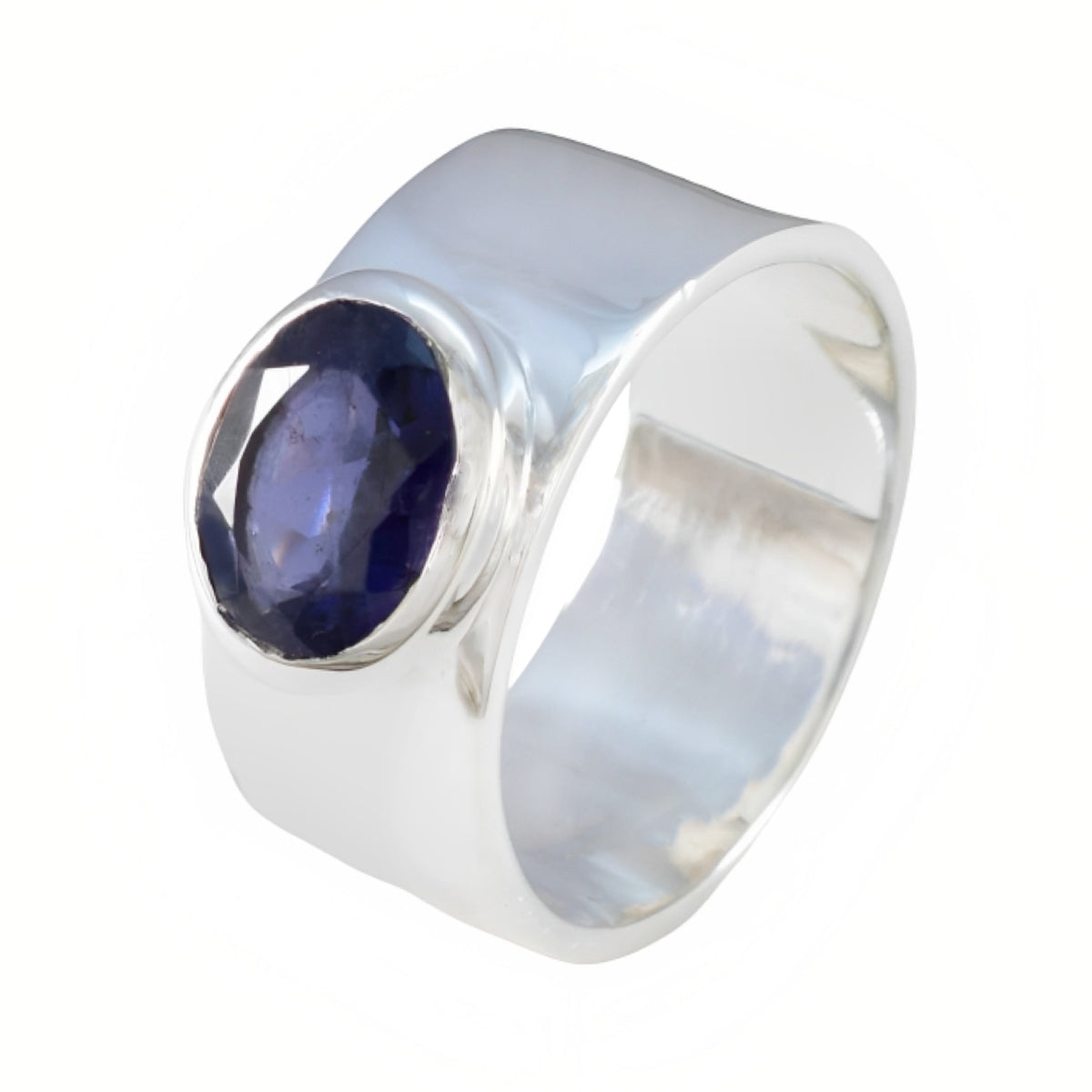 Iolite Solitaire Indian Sterling Silver Blue Gemstones Eye catching Armor Band Jewellery