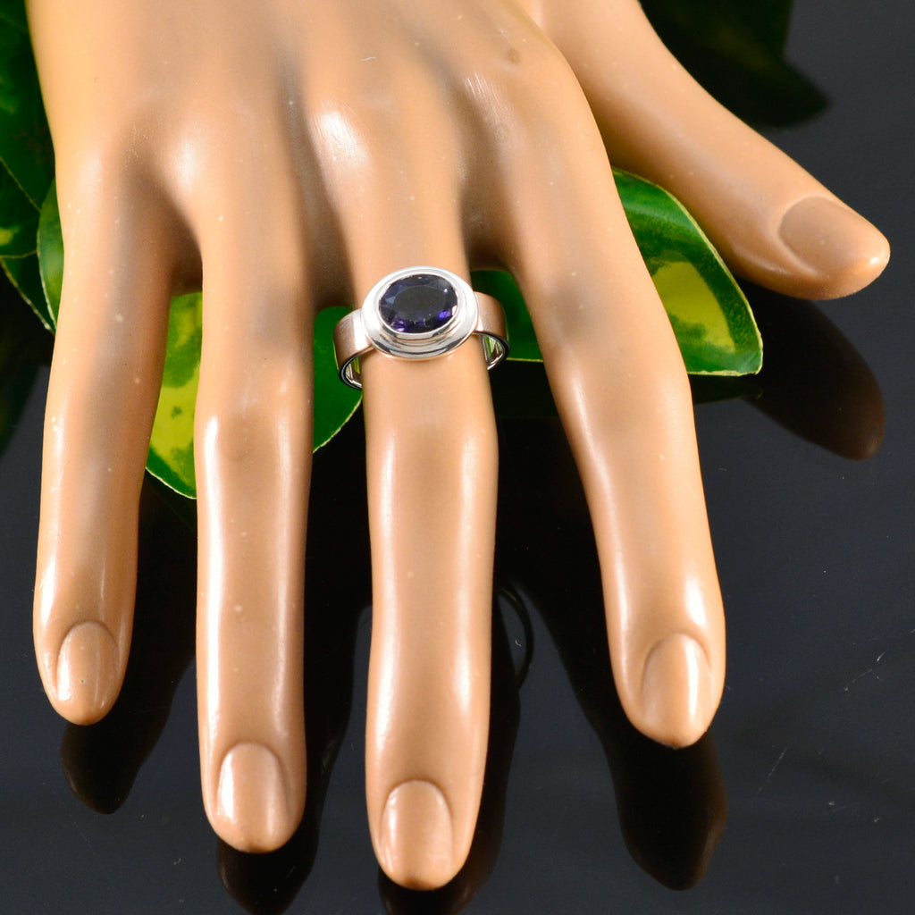 Iolite Solitaire Russian 92.5 Silver Blue Gemstone Classic Fairytale Ring Jewellery